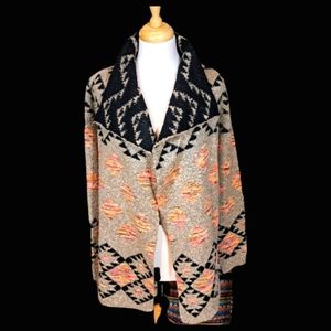 Love On A Hanger Size Large Open Front Southwestern Design Sweater